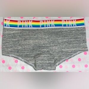 Victoria’s Secret Pink cotton boyshort panties rainbow stripes gray Pink panties